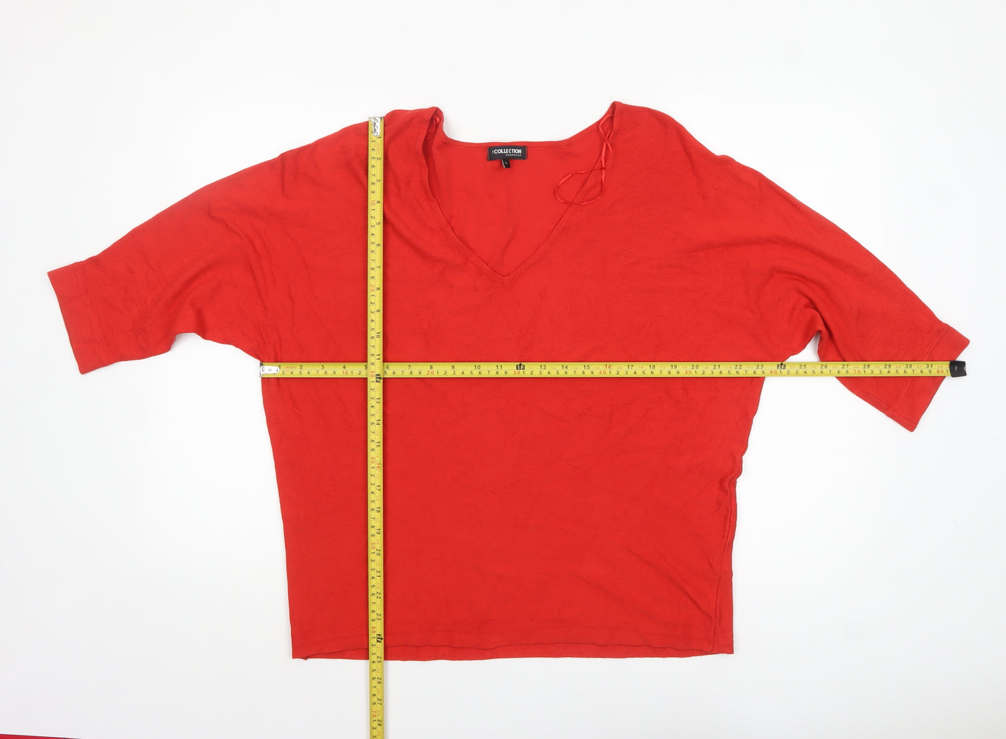 Debenhams Women’s Red V-Neck 3/4 Sleeve Pullover Jumper L