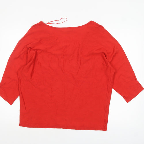 Debenhams Women’s Red V-Neck 3/4 Sleeve Pullover Jumper L