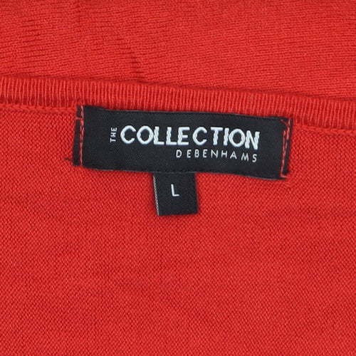 Debenhams Women’s Red V-Neck 3/4 Sleeve Pullover Jumper L