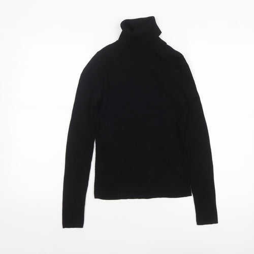 Zara Women Black Roll Neck Slim Fit Knit Jumper Size S