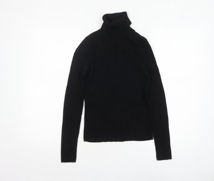 Zara Women Black Roll Neck Slim Fit Knit Jumper Size S