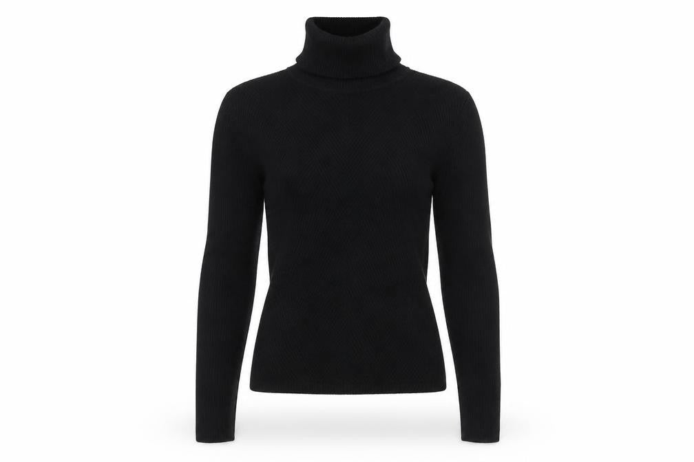 Zara Women Black Roll Neck Slim Fit Knit Jumper Size S