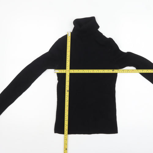 Zara Women Black Roll Neck Slim Fit Knit Jumper Size S
