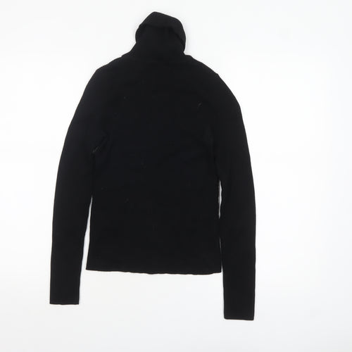 Zara Women Black Roll Neck Slim Fit Knit Jumper Size S