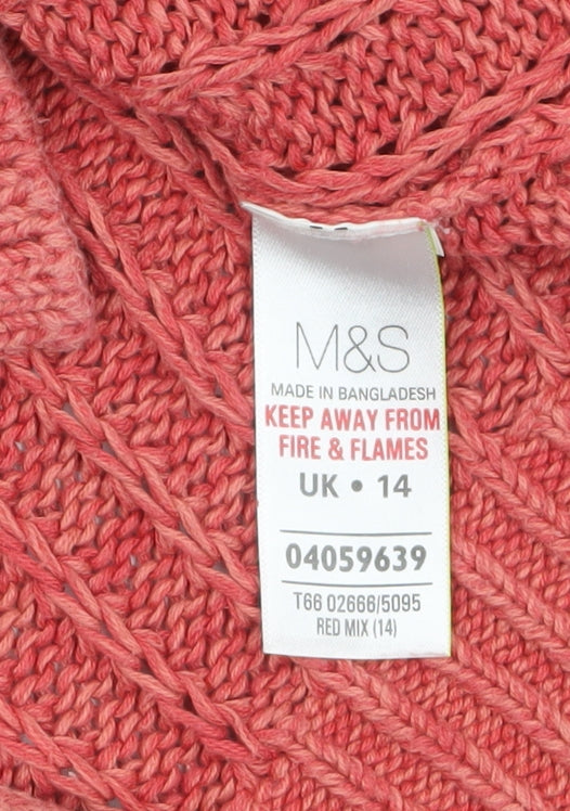 Marks and Spencer Women Red Cotton Knit Jumper Size 14