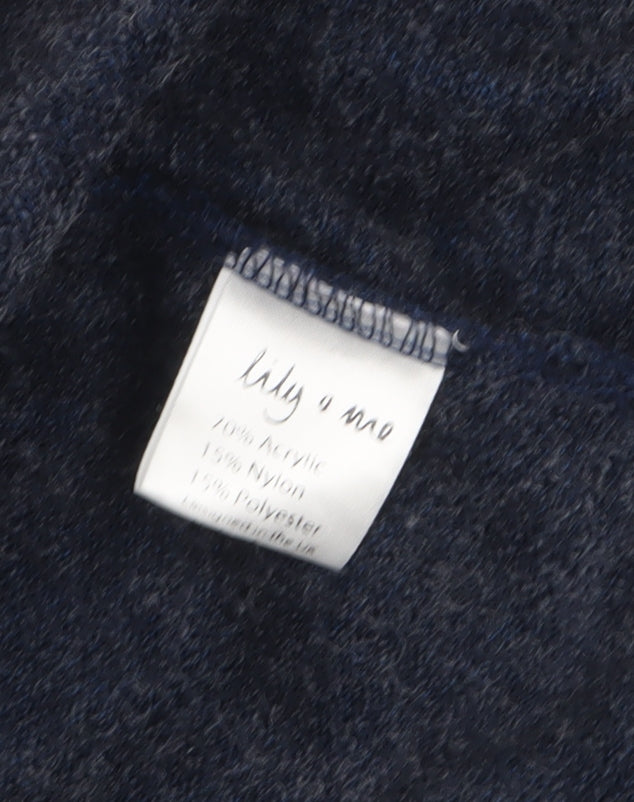 Lily and Me Women's Blue High Neck Long Sleeve Cardigan Size 12