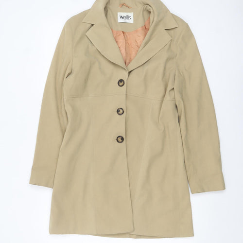 Wallis Women’s Beige Mid-Length Trench Coat Size 10 Lined Classic Style