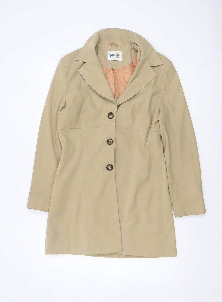 Wallis Women’s Beige Mid-Length Trench Coat Size 10 Lined Classic Style