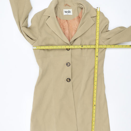 Wallis Women’s Beige Mid-Length Trench Coat Size 10 Lined Classic Style