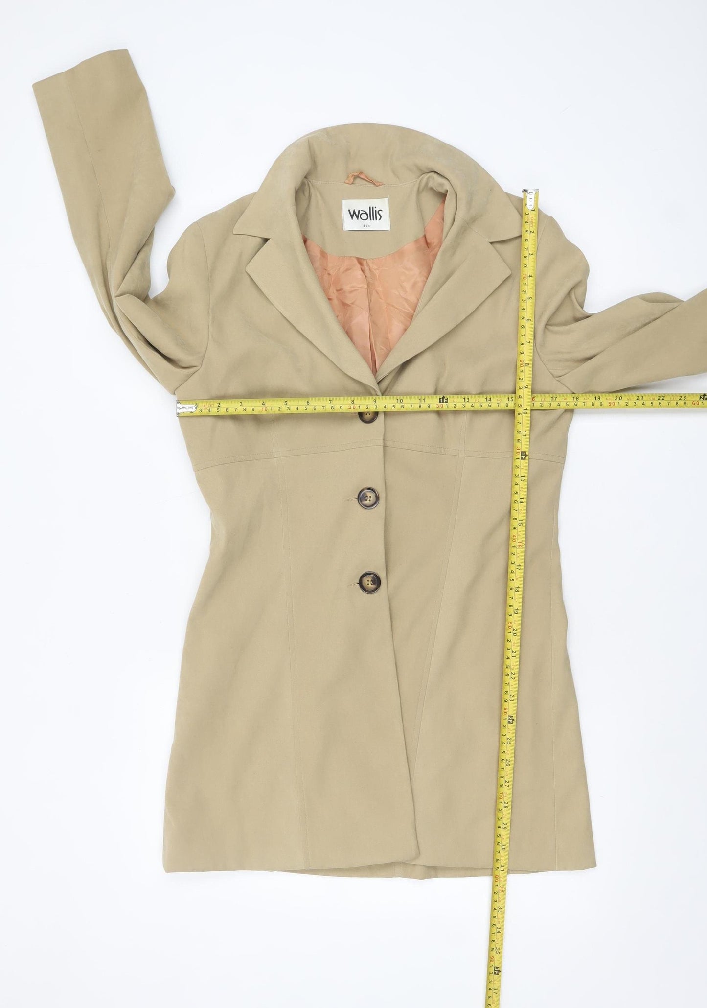 Wallis Women’s Beige Mid-Length Trench Coat Size 10 Lined Classic Style