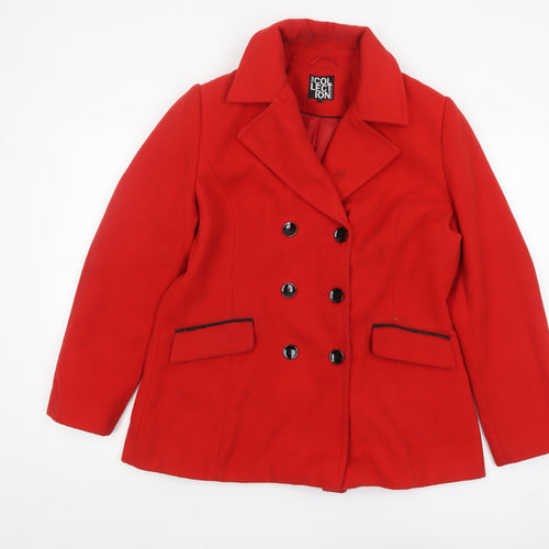 Debenhams Women's Red Pea Coat Size 16 Polyester Blend