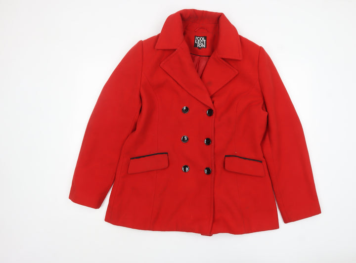 Debenhams Women's Red Pea Coat Size 16 Polyester Blend