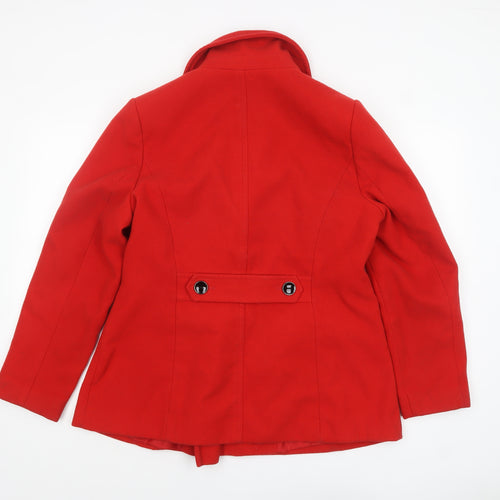 Debenhams Women's Red Pea Coat Size 16 Polyester Blend