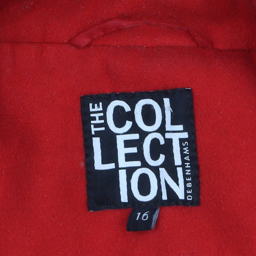 Debenhams Women's Red Pea Coat Size 16 Polyester Blend