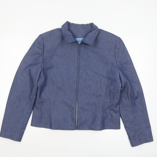 Just Jamie Women's Blue Size 14 Twill Full Zip Lined Jacket