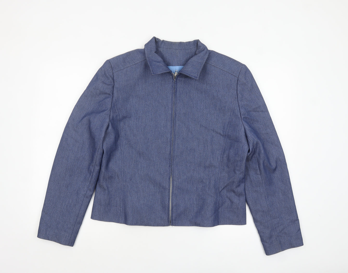 Just Jamie Women's Blue Size 14 Twill Full Zip Lined Jacket