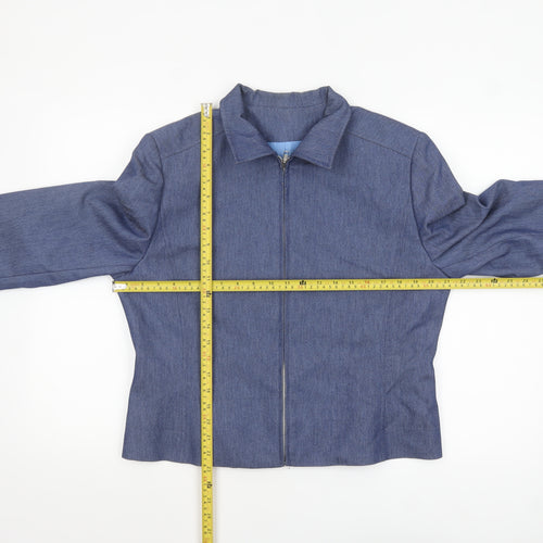 Just Jamie Women's Blue Size 14 Twill Full Zip Lined Jacket