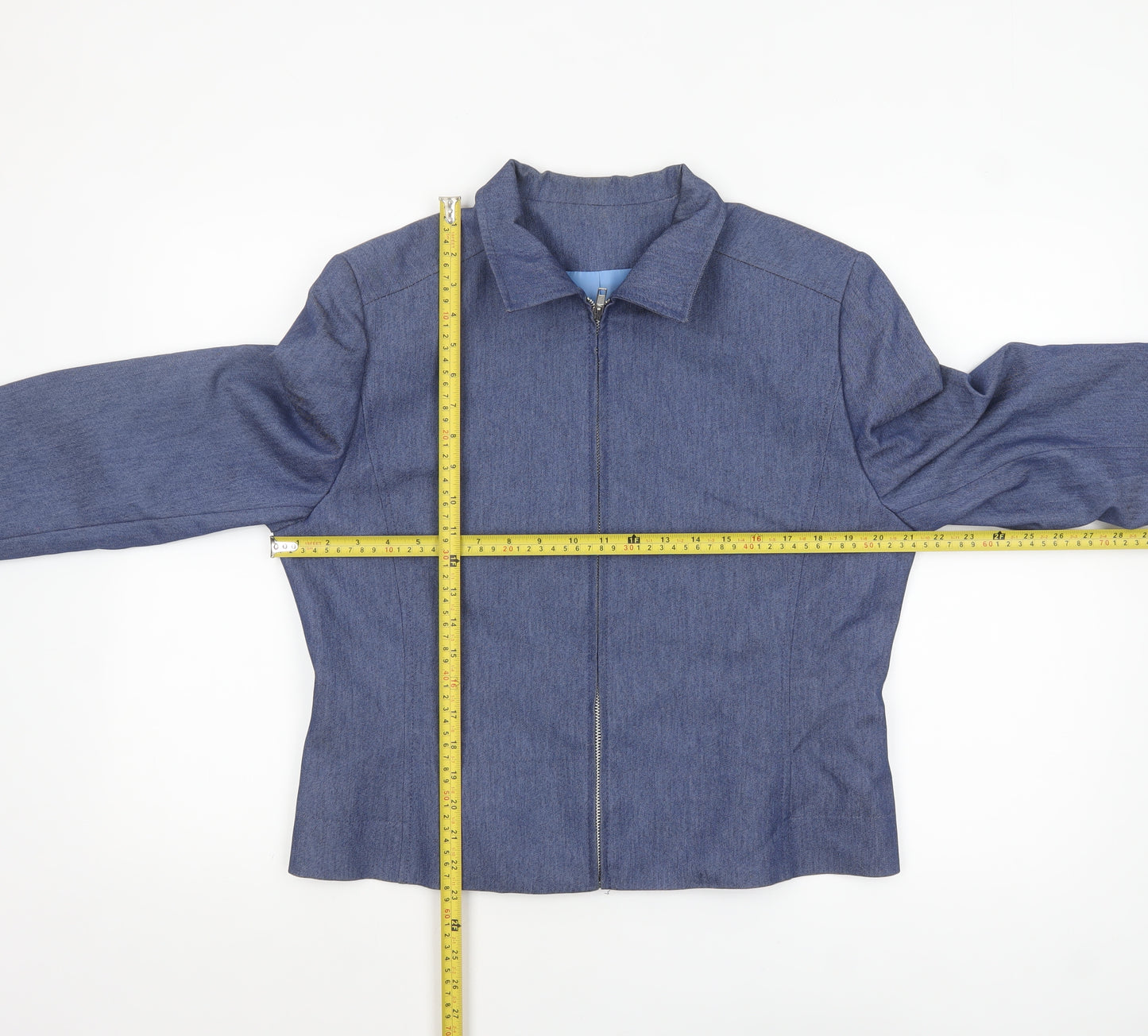 Just Jamie Women's Blue Size 14 Twill Full Zip Lined Jacket