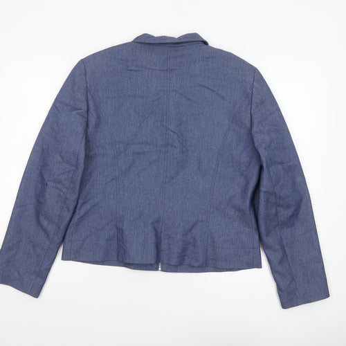 Just Jamie Women's Blue Size 14 Twill Full Zip Lined Jacket