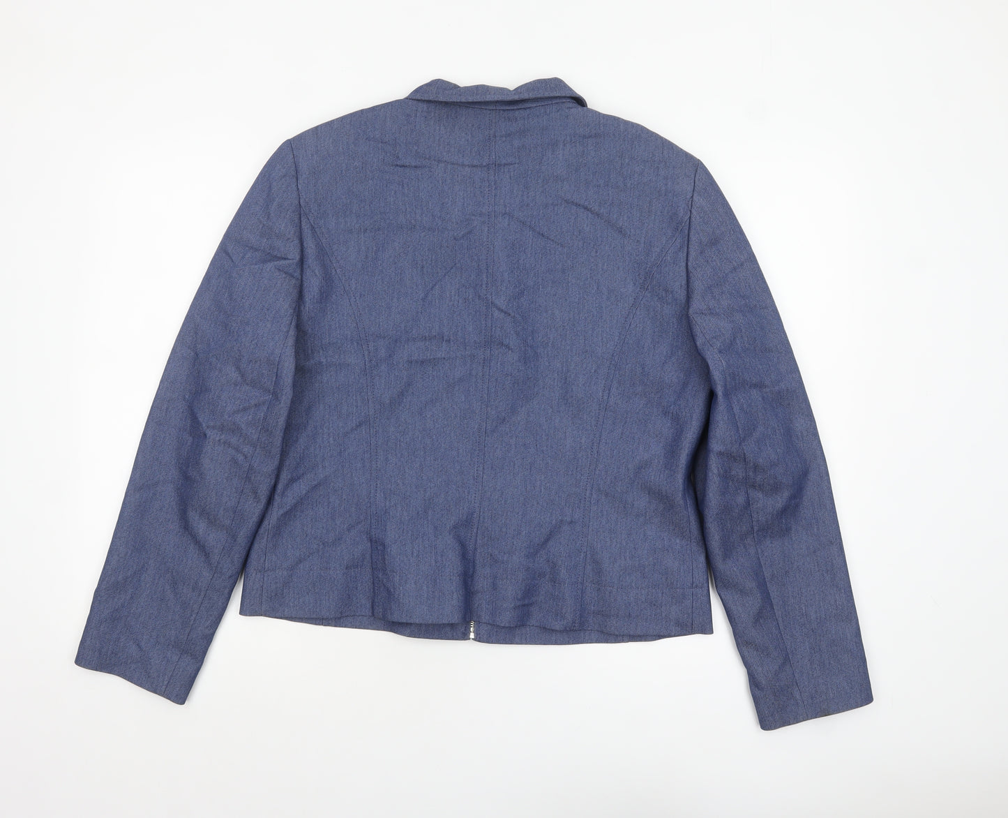 Just Jamie Women's Blue Size 14 Twill Full Zip Lined Jacket