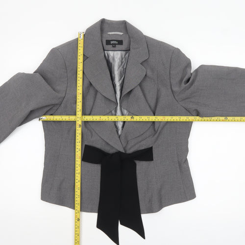 Marks and Spencer Womens Grey Suit Jacket Size 16 Belted Bow Detail