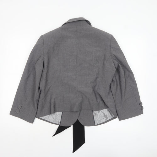 Marks and Spencer Womens Grey Suit Jacket Size 16 Belted Bow Detail