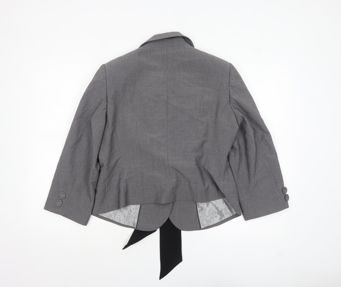 Marks and Spencer Womens Grey Suit Jacket Size 16 Belted Bow Detail
