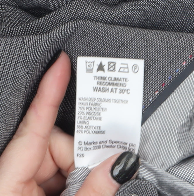 Marks and Spencer Womens Grey Suit Jacket Size 16 Belted Bow Detail