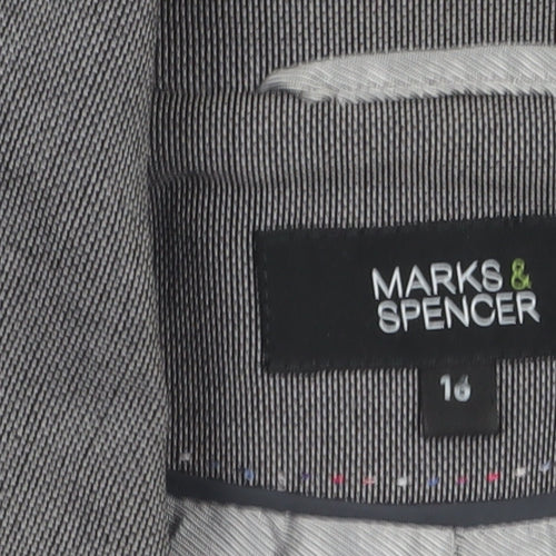 Marks and Spencer Womens Grey Suit Jacket Size 16 Belted Bow Detail
