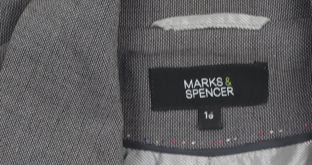 Marks and Spencer Womens Grey Suit Jacket Size 16 Belted Bow Detail
