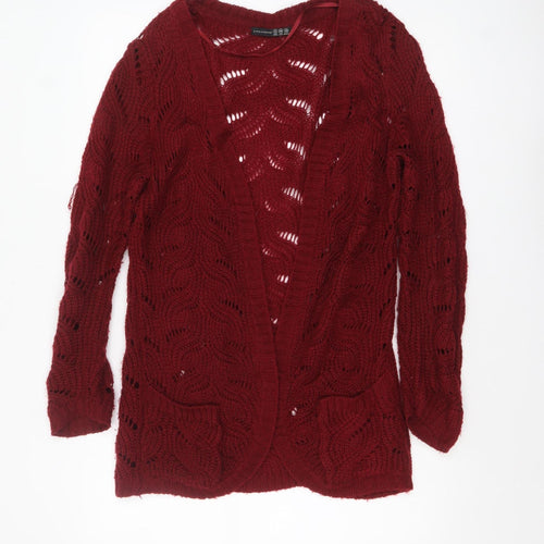 Atmosphere Women Red Open-Knit Long Sleeve Cardigan UK 12