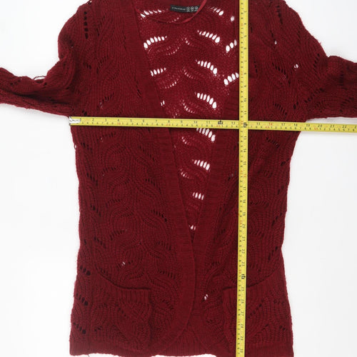 Atmosphere Women Red Open-Knit Long Sleeve Cardigan UK 12