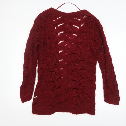 Atmosphere Women Red Open-Knit Long Sleeve Cardigan UK 12