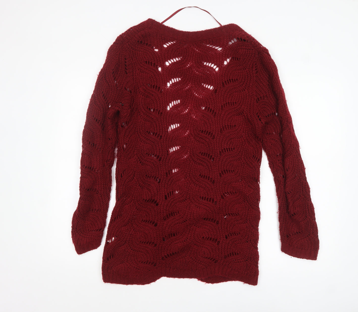 Atmosphere Women Red Open-Knit Long Sleeve Cardigan UK 12