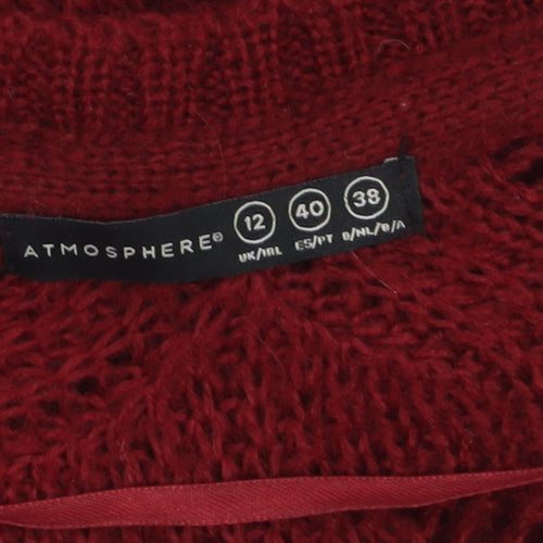 Atmosphere Women Red Open-Knit Long Sleeve Cardigan UK 12