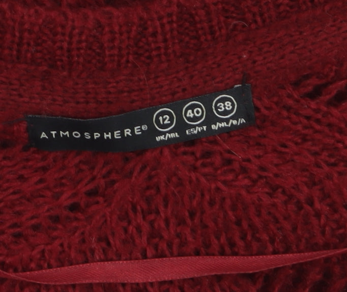 Atmosphere Women Red Open-Knit Long Sleeve Cardigan UK 12