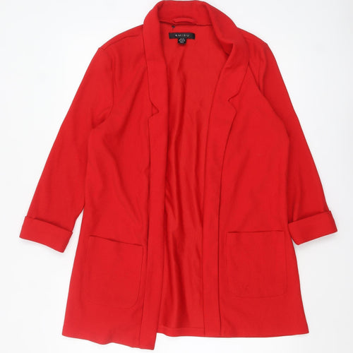 Amisu Women's Red Open Front Jersey Blazer Size 12
