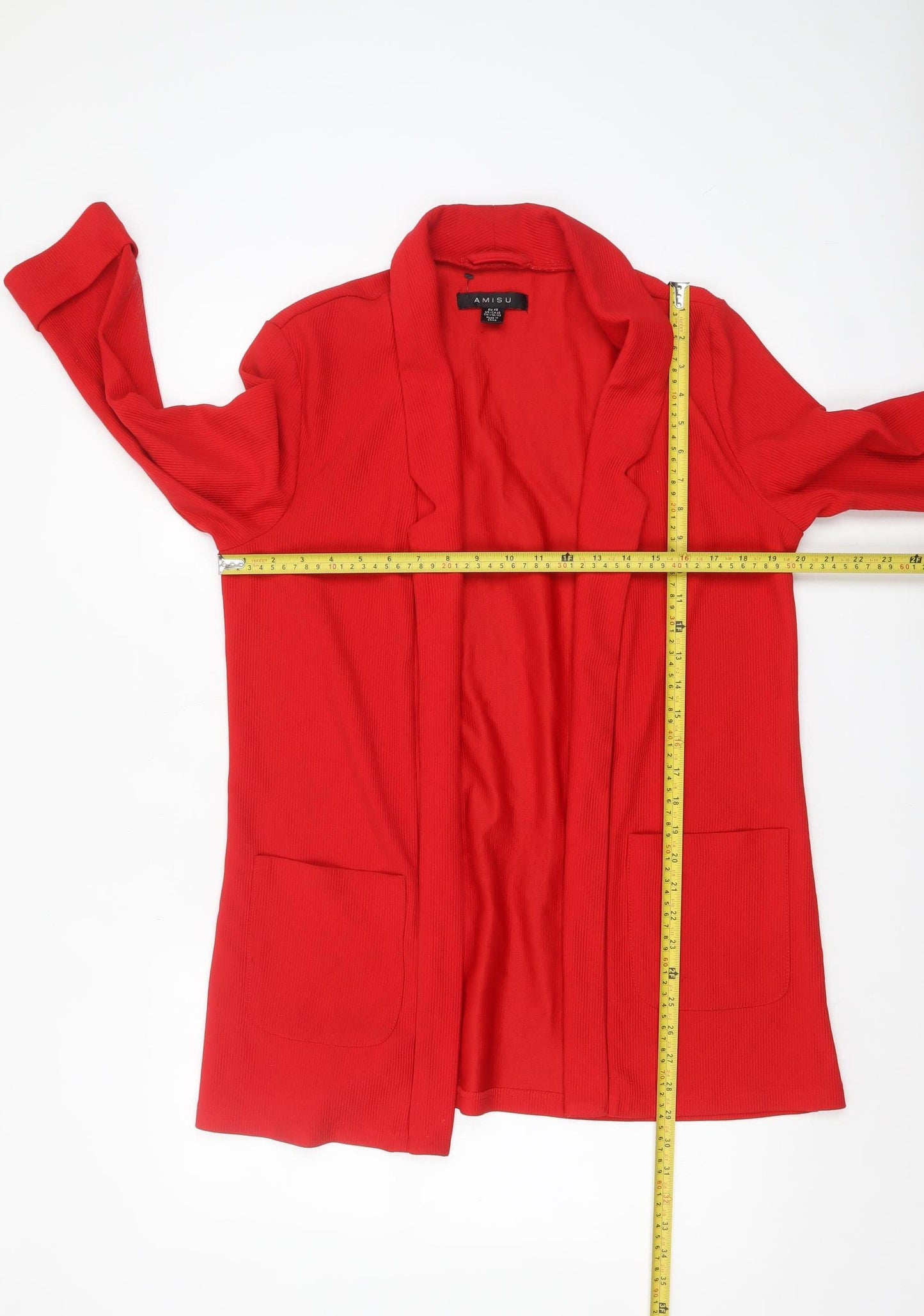 Amisu Women's Red Open Front Jersey Blazer Size 12