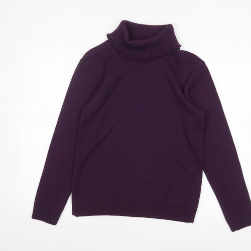 Pure & Natural Womens Purple Roll Neck Knit Jumper Size M