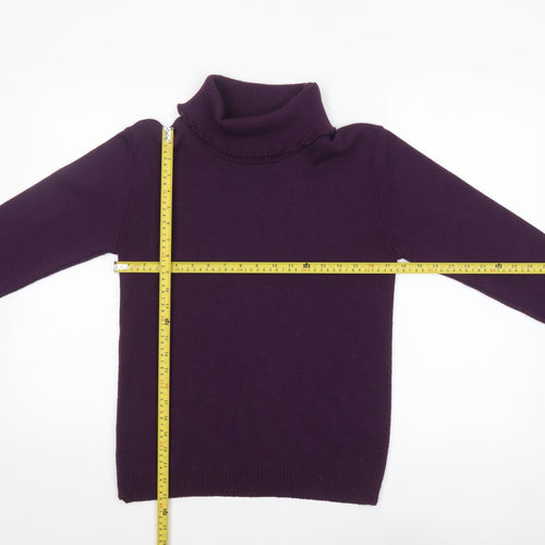 Pure & Natural Womens Purple Roll Neck Knit Jumper Size M