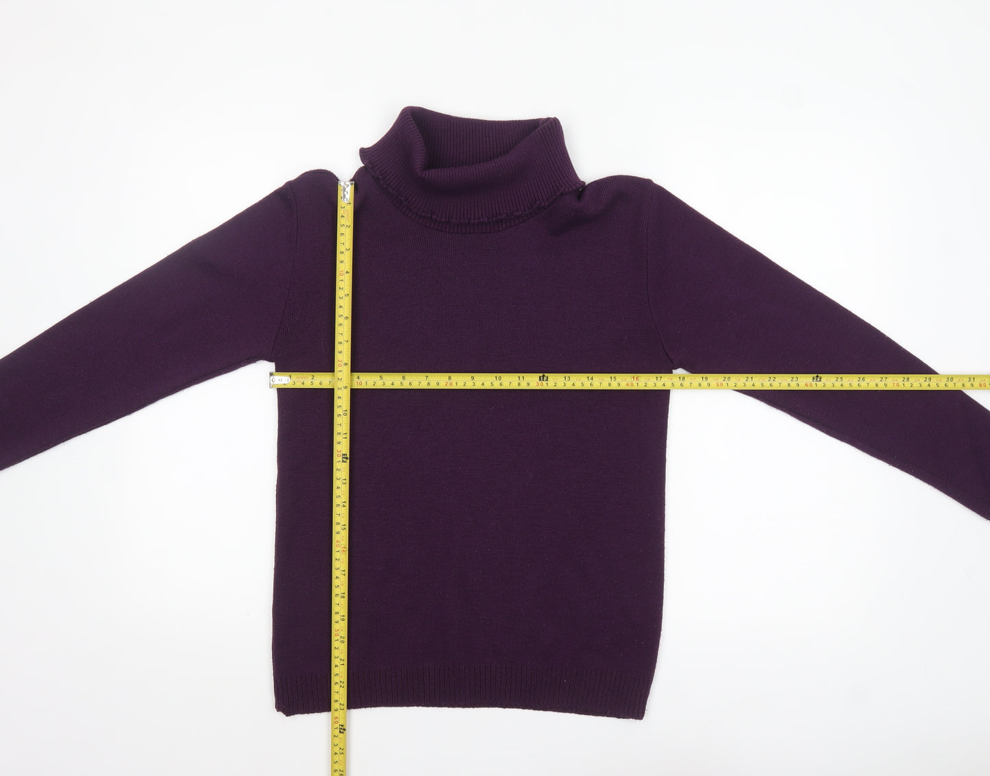 Pure & Natural Womens Purple Roll Neck Knit Jumper Size M