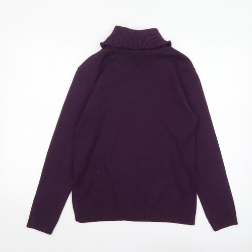 Pure & Natural Womens Purple Roll Neck Knit Jumper Size M