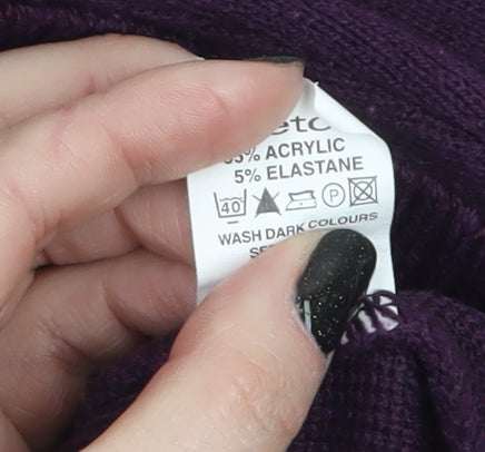 Pure & Natural Womens Purple Roll Neck Knit Jumper Size M