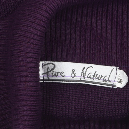 Pure & Natural Womens Purple Roll Neck Knit Jumper Size M