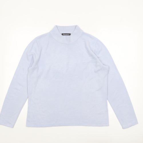 Bonmarché Women's Blue Mock Neck Long Sleeve Knit Jumper Size M