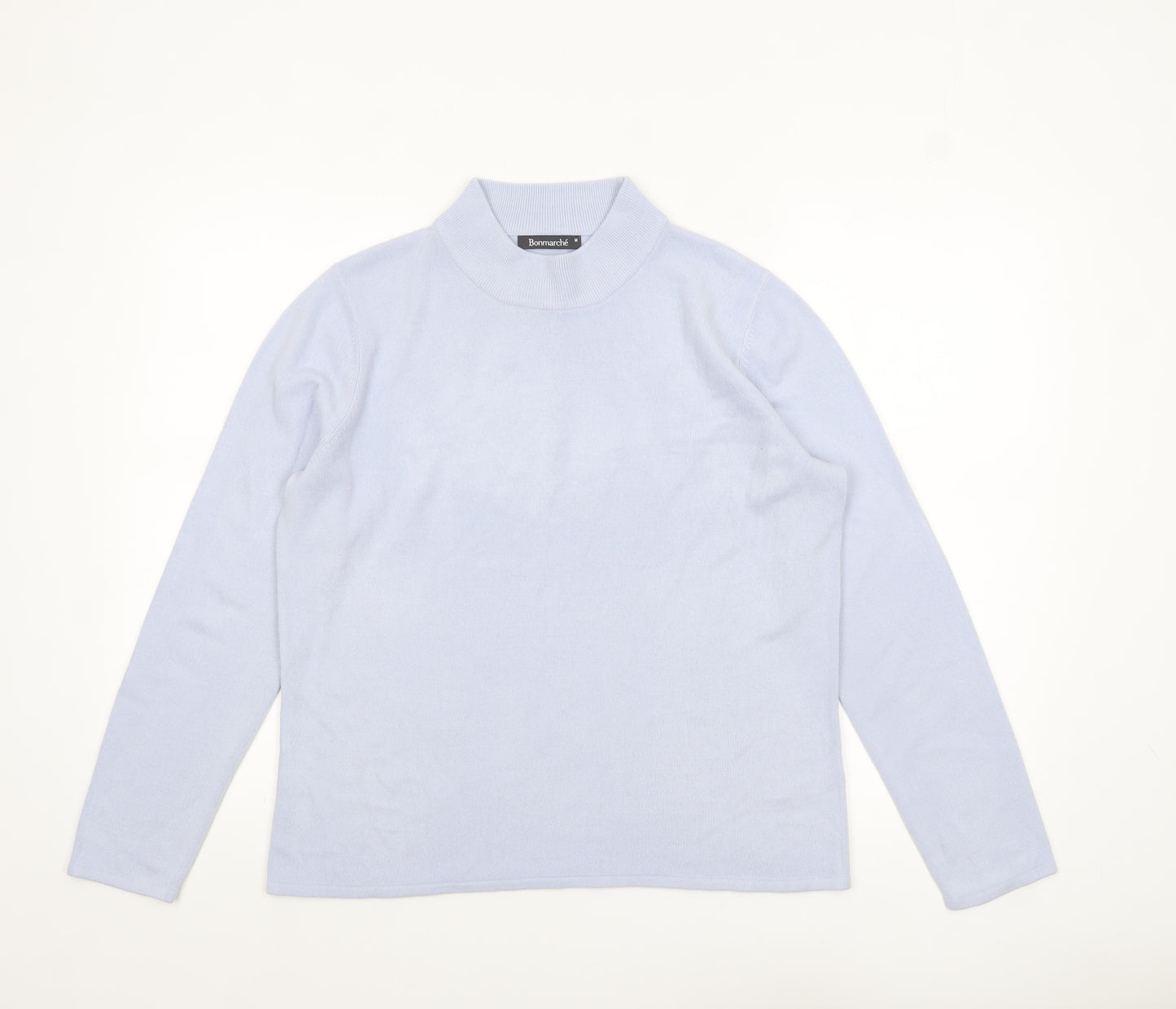 Bonmarché Women's Blue Mock Neck Long Sleeve Knit Jumper Size M