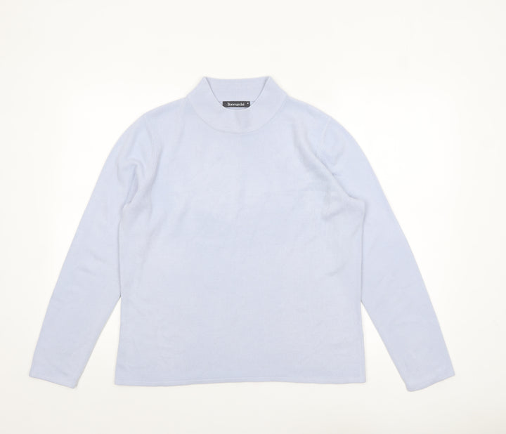 Bonmarché Women's Blue Mock Neck Long Sleeve Knit Jumper Size M