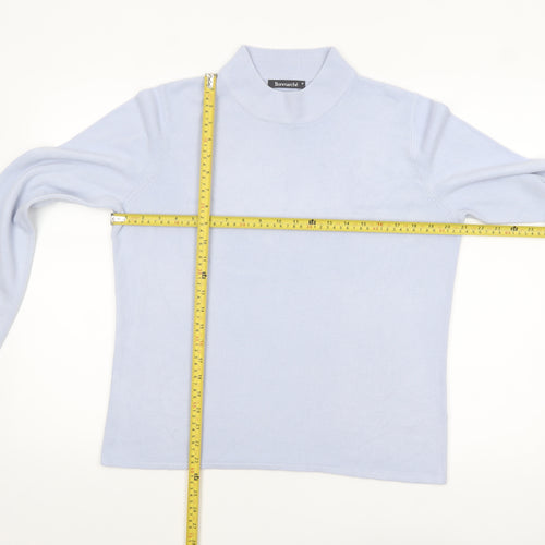 Bonmarché Women's Blue Mock Neck Long Sleeve Knit Jumper Size M