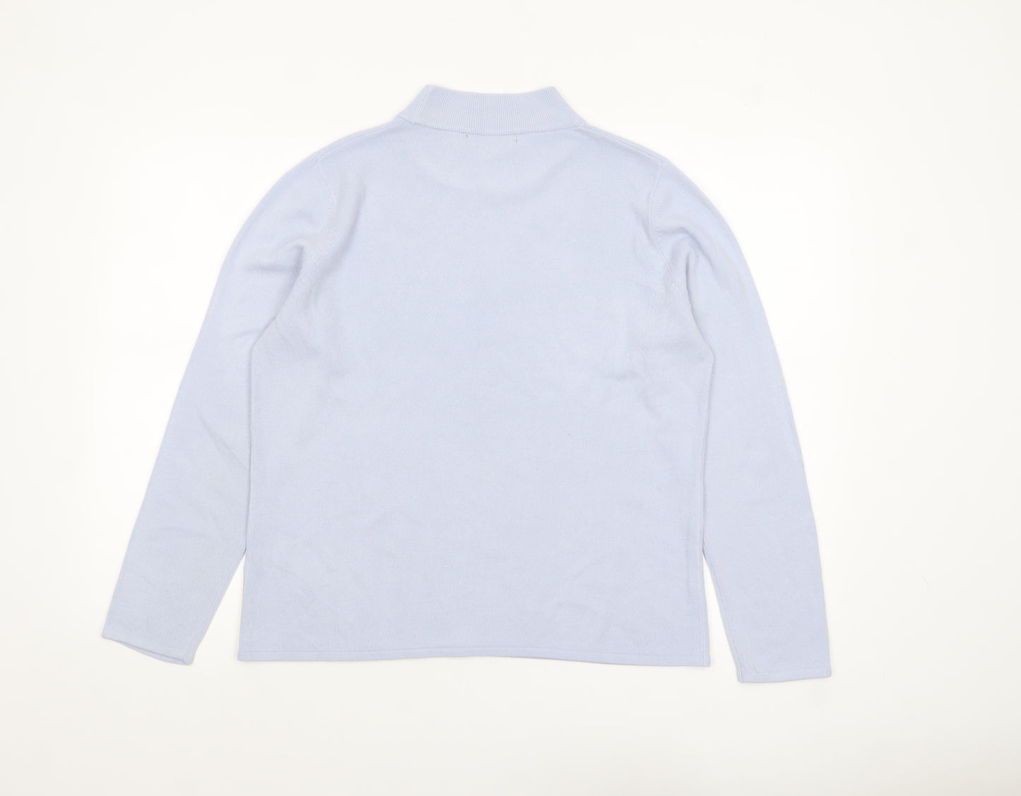 Bonmarché Women's Blue Mock Neck Long Sleeve Knit Jumper Size M