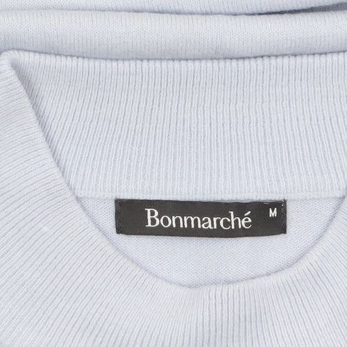 Bonmarché Women's Blue Mock Neck Long Sleeve Knit Jumper Size M